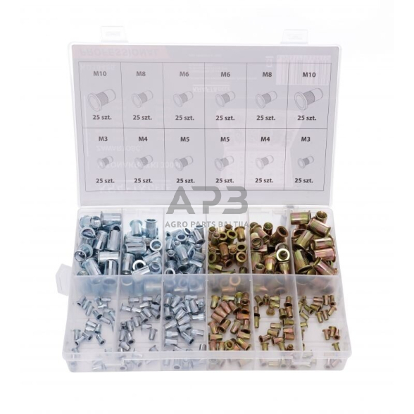 Kniedės srieginės M3-M10 (300vnt) KD10486 Kniedės srieginės M3-M10 (300vnt) KD10486