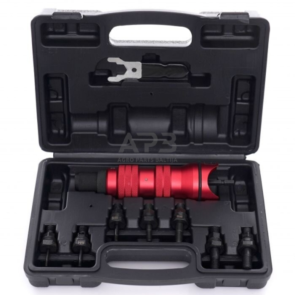 Kniediklio adapteris srieginėms kniedėms M3-M10 suktuvui/gręžtuvui 9vnt. Kniediklio adapteris srieginėms kniedėms M3-M10 suktuvui/gręžtuvui 9vnt.