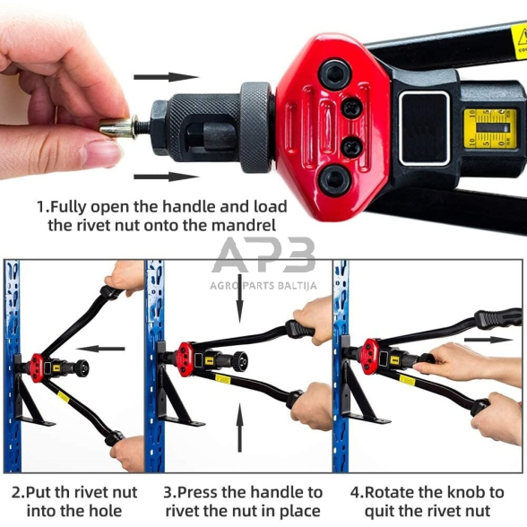 Kniediklis srieginėms kniedėms M3-M12 su 70vnt. kniedžių 1 Kniediklis srieginėms kniedėms M3-M12 su 70vnt. kniedžių 1