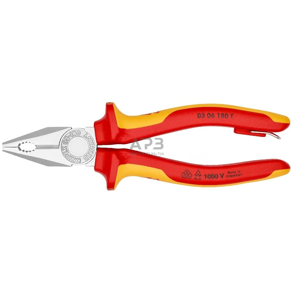Kombinuotos replės elektrikui 180mm VDE KNIPEX