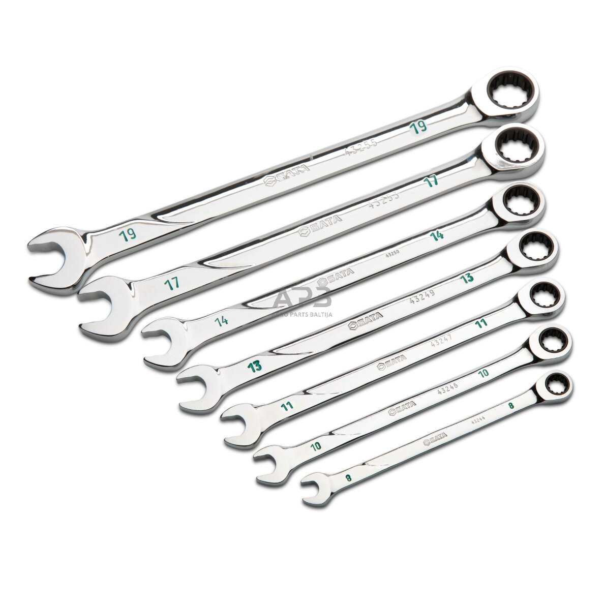 Kombinuotų raktų su terkšle rinkinys 7vnt. (8-19mm) 120XP 1