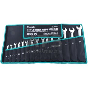 Kombinuotų raktų su terkšle rinkinys 15vnt. (8-24mm)