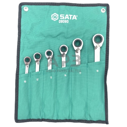 Kombinuotų raktų su reversine terkšle rinkinys 6vnt. (10-19) Kombinuotų raktų su reversine terkšle rinkinys 6vnt. (10-19)