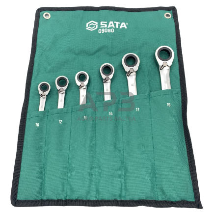 Kombinuotų raktų su reversine terkšle rinkinys 6vnt. (10-19) 2 Kombinuotų raktų su reversine terkšle rinkinys 6vnt. (10-19) 2