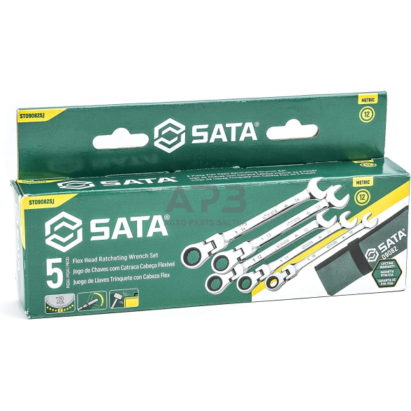 Kombinuotų raktų su lanksčia terkšle rinkinys 5vnt. (10-14) 6 Kombinuotų raktų su lanksčia terkšle rinkinys 5vnt. (10-14) 6