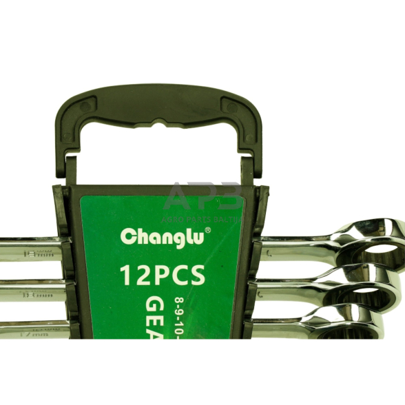 Kombinuotų raktų su terkšle rinkinys 12vnt. (8-19) 1 Kombinuotų raktų su terkšle rinkinys 12vnt. (8-19) 1