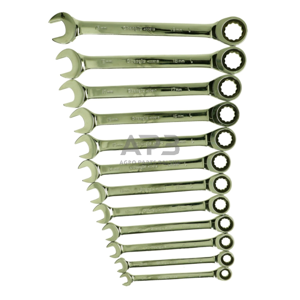 Kombinuotų raktų su terkšle rinkinys 12vnt. (8-19) 2 Kombinuotų raktų su terkšle rinkinys 12vnt. (8-19) 2