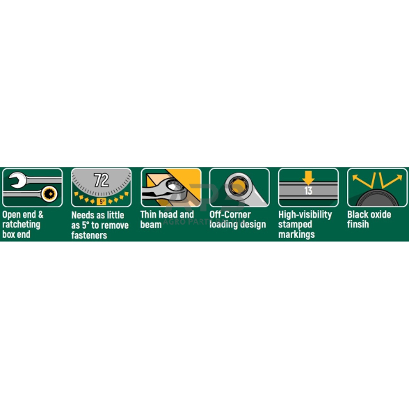 Kombinuotų raktų su terkšle rinkinys 12vnt. (8-19) 1 Kombinuotų raktų su terkšle rinkinys 12vnt. (8-19) 1