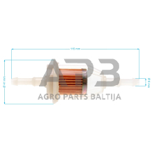 Kuro filtras Kohler CH 11, CH 12.5, CH 13, CH 14, CH 15, CH 16, CH 20, CH 23, CH 410, CH 430, CH 450, CH 620, CH 640, CH 680, CH 730, CH 750, CV 13, C 25 050 03-S, 2505003S, 25 050 08-S, 2505008S, 25 050 22-S, 2505022S, išmatavimai 110 x 38 x 6,35/7,94 mm