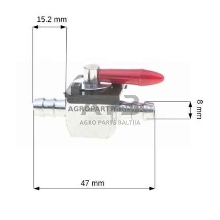 Kuro vožtuvas universalus 6,35 mm 3 Kuro vožtuvas universalus 6,35 mm 3