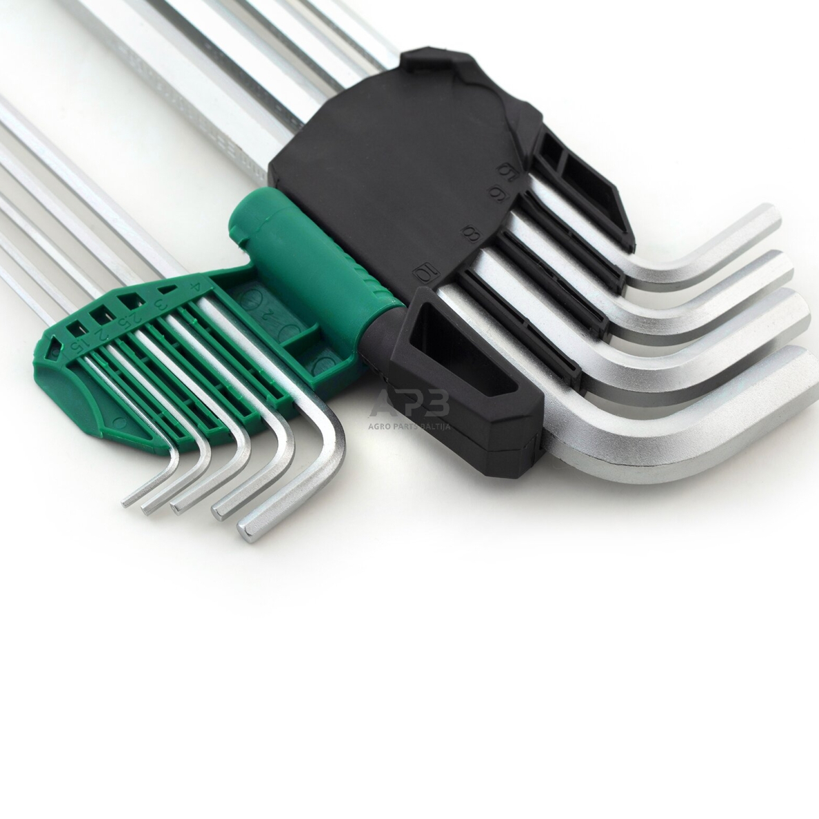 L-tipo šešiakampių prailgintų, apvalia galvute raktų rinkinys 9 vnt. (1.5-10 mm) 2 L-tipo šešiakampių prailgintų, apvalia galvute raktų rinkinys 9 vnt. (1.5-10 mm) 2