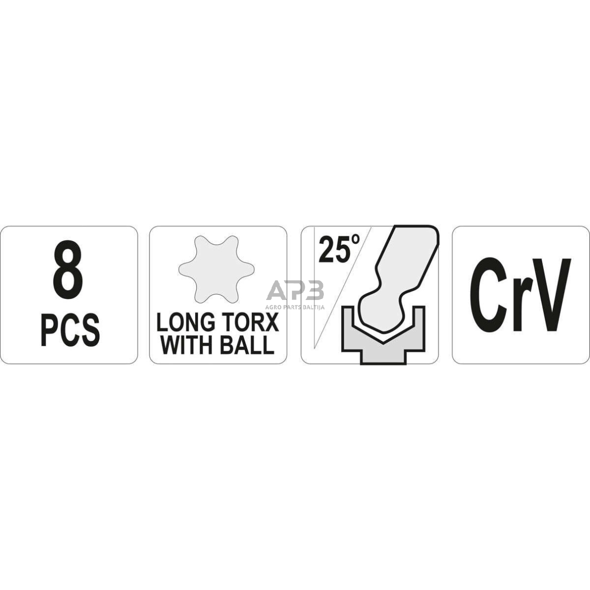 L-tipo šešiakampių TORX trumpų raktų rinkinys 8vnt. (T9-T50) 2