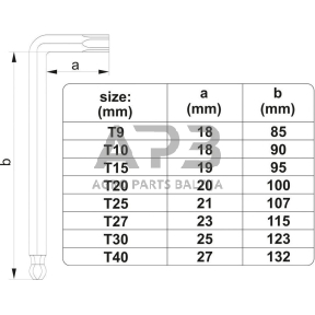 L-tipo šešiakampių TORX trumpų raktų rinkinys 8vnt. (T9-T50)