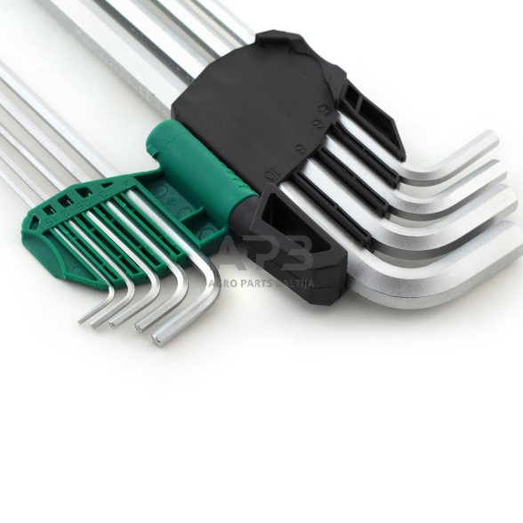 L-tipo šešiakampių prailgintų, apvalia galvute raktų rinkinys 9 vnt. (1.5-10 mm) 2 L-tipo šešiakampių prailgintų, apvalia galvute raktų rinkinys 9 vnt. (1.5-10 mm) 2