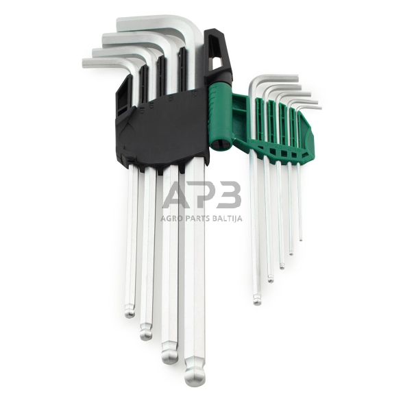 L-tipo šešiakampių prailgintų, apvalia galvute raktų rinkinys 9 vnt. (1.5-10 mm) 1 L-tipo šešiakampių prailgintų, apvalia galvute raktų rinkinys 9 vnt. (1.5-10 mm) 1