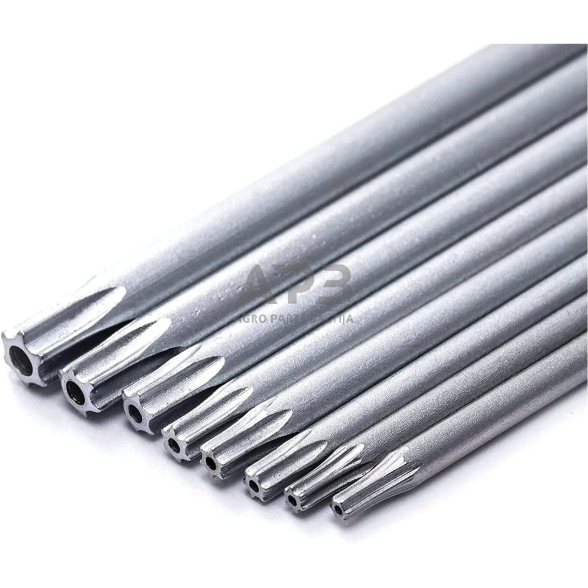 L-tipo šešiakampių TORX prailgintų raktų rinkinys 8vnt. (T6-T25) su kiauryme 4 L-tipo šešiakampių TORX prailgintų raktų rinkinys 8vnt. (T6-T25) su kiauryme 4