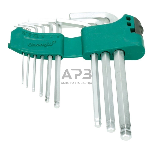 L-tipo šešiakampių trumpų, apvalia galvute raktų rinkinys 9vnt. 1 L-tipo šešiakampių trumpų, apvalia galvute raktų rinkinys 9vnt. 1