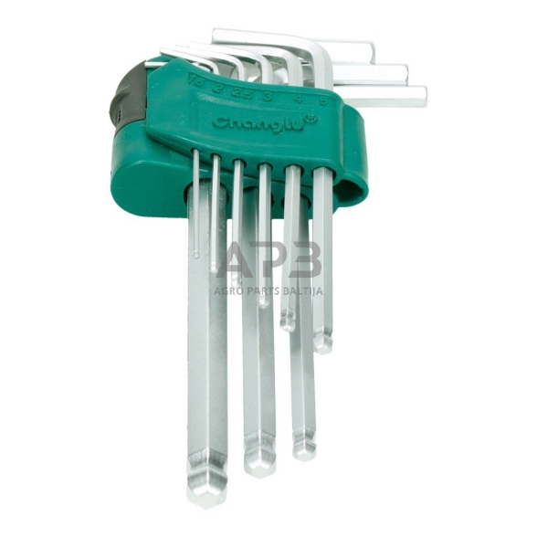 L-tipo šešiakampių vidutinių, apvalia galvute raktų rinkinys 9vnt. 2 L-tipo šešiakampių vidutinių, apvalia galvute raktų rinkinys 9vnt. 2