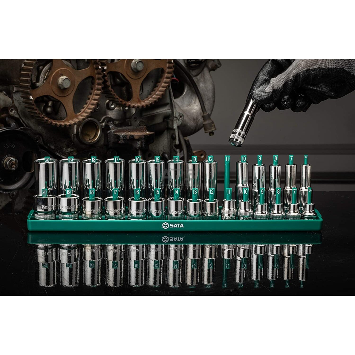 Laikiklių galvutėms rinkinys 3vnt (1/2"+3/8"+1/4") 2 Laikiklių galvutėms rinkinys 3vnt (1/2"+3/8"+1/4") 2