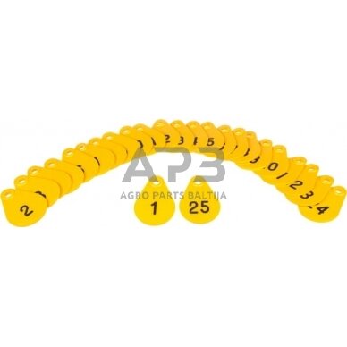 Lankstūs žymekliai ant kaklo numeriai nuo 1 iki 25 geltoni Akroh 3990500000020125