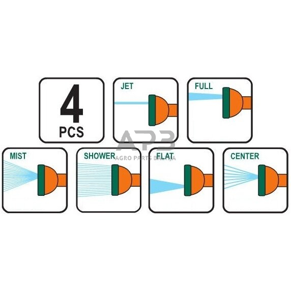 Laistymo purkštuvo rinkinys 1/2" 4vnt 1 Laistymo purkštuvo rinkinys 1/2" 4vnt 1