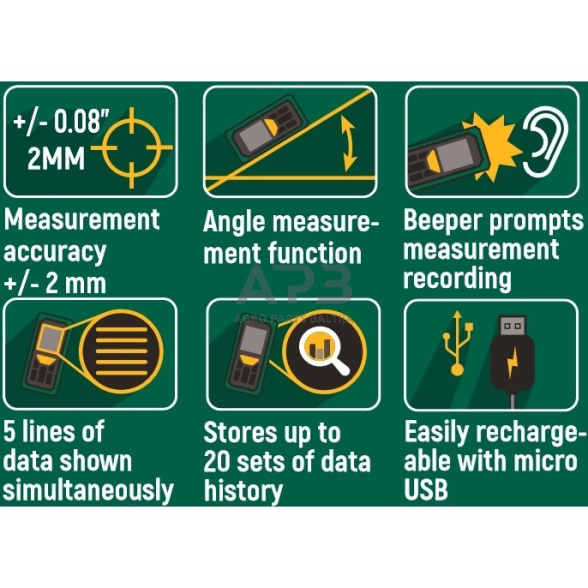 Lazerinis atstumų matuoklis 0-60m 10