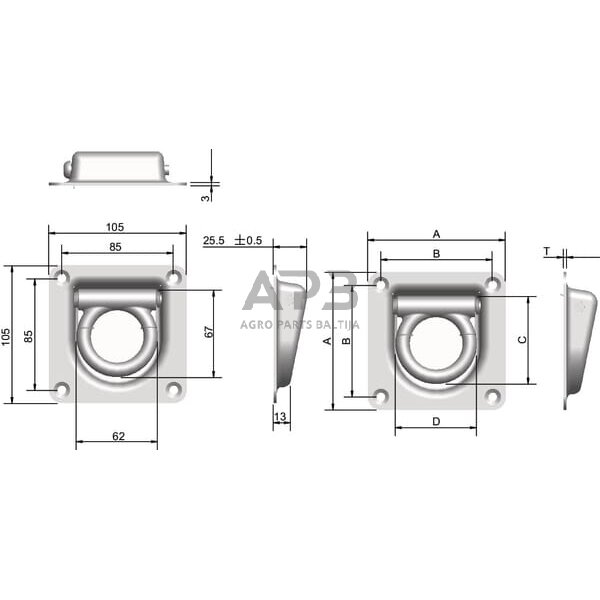 Laikiklis 105x105mm H=25.5mm 7090040KR 2 Laikiklis 105x105mm H=25.5mm 7090040KR 2