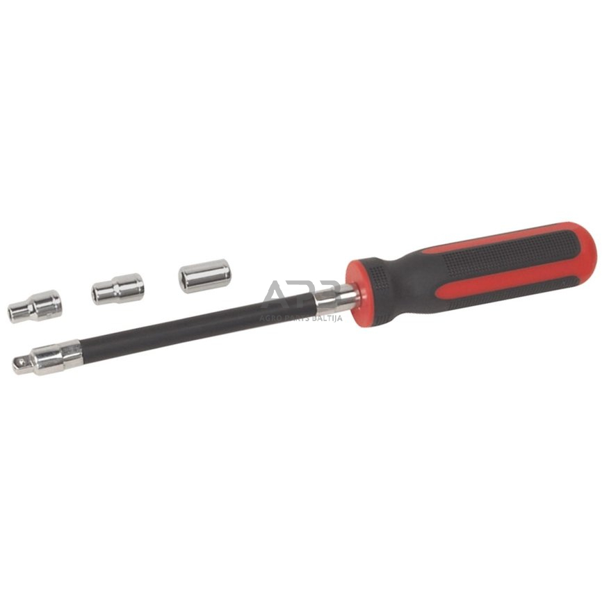 Lankstus sąvaržų atsuktuvas su galvutėmis 4vnt. Lankstus sąvaržų atsuktuvas su galvutėmis 4vnt.