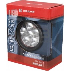 LED darbo žibintas apvalus 18W, 1440lm, 10/30V, Ø 89mm, 6 LED LA10081