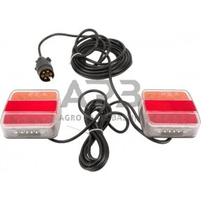 LED magnetinis priekabos žibintų komplektas su laidu 12V, 24V, 7,5 metro kabelis, 2,5 metro kabelis gopart LA65013