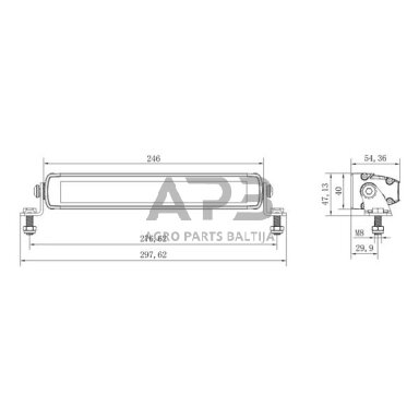 LED Bar žibintas 45W, 3780lm, 12/24V, balta/oranžinė, 246x40x54mm 9 LED, E-BOOST LA10820