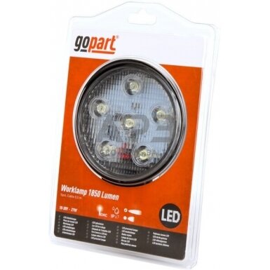 LED darbo žibintas apvalus 27W, 1850lm, 10/30V, Ø 115mm, 6 LED gopart LA15002 3 LED darbo žibintas apvalus 27W, 1850lm, 10/30V, Ø 115mm, 6 LED gopart LA15002 3