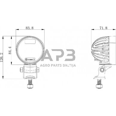 LED darbo žibintas apvalus 40W, 4000lm, 10/30 V, 84x126x71.8mm, 4 LED, LA10550 6