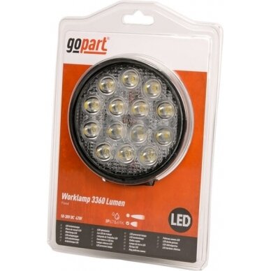 LED darbo žibintas apvalus 42W, 3360lm, 10/30V, Ø 117mm, 14 LED, gopart LA15028 1