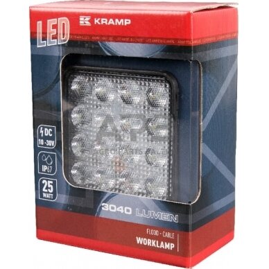 LED darbo žibintas kvadratinis 25W, 3040lm, 10/30V, 108x48x108mm, 16 LED LA10023 3
