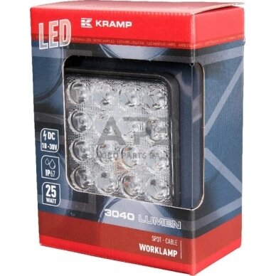 LED darbo žibintas kvadratinis 25W, 3040lm, 10/30V, 108x48x108mm, 16 LED LA10024 1