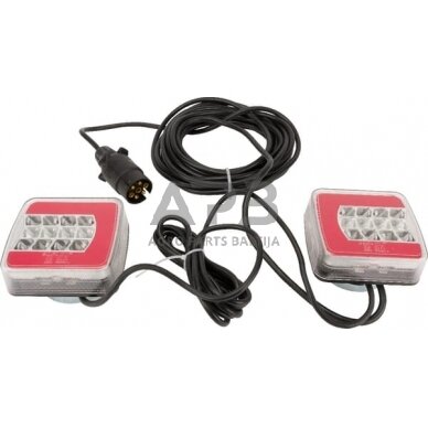 LED magnetinis priekabos žibintų komplektas su laidu 12V, 24V, 7,5 metro kabelis, 2,5 metro kabelis, 7 kontaktų gopart LA65007