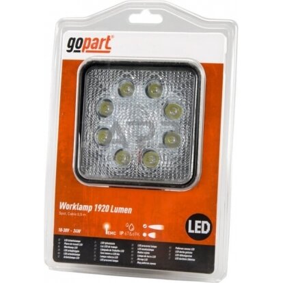 LED darbo žibintas kvadratinis 24W, 1920lm, 10/30V, 128x45x110mm, 8 LED, gopart LA15024 3 LED darbo žibintas kvadratinis 24W, 1920lm, 10/30V, 128x45x110mm, 8 LED, gopart LA15024 3