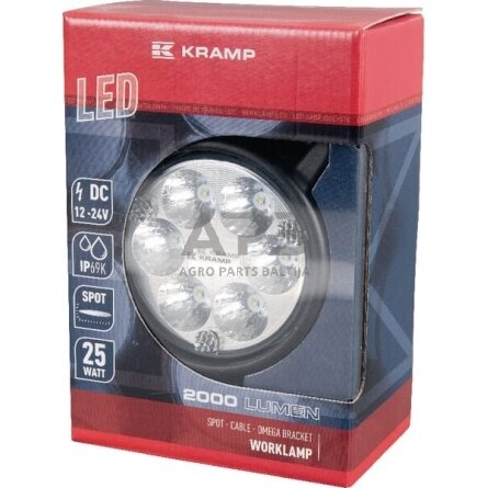 LED darbo žibintas apvalus 25W, 2000lm, 10/30V, Ø 117mm, 6 LED LA10016 2 LED darbo žibintas apvalus 25W, 2000lm, 10/30V, Ø 117mm, 6 LED LA10016 2