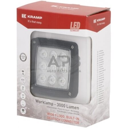 LED darbo žibintas kvadratinis 27W, 3000lm, 10/30V, 9 LED LA10555 5 LED darbo žibintas kvadratinis 27W, 3000lm, 10/30V, 9 LED LA10555 5