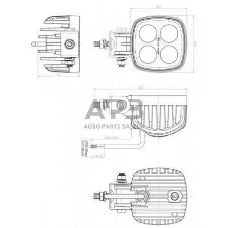 LED darbo žibintas kvadratinis 12W, 800lm, 10/30V, 80x59.4x81mm, LA117041 1 LED darbo žibintas kvadratinis 12W, 800lm, 10/30V, 80x59.4x81mm, LA117041 1