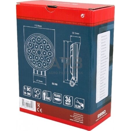 LED darbo žibintas apvalus 36W, 2850lm, 10/30V, Ø 113.9mm, 18 LED LA10046 4 LED darbo žibintas apvalus 36W, 2850lm, 10/30V, Ø 113.9mm, 18 LED LA10046 4