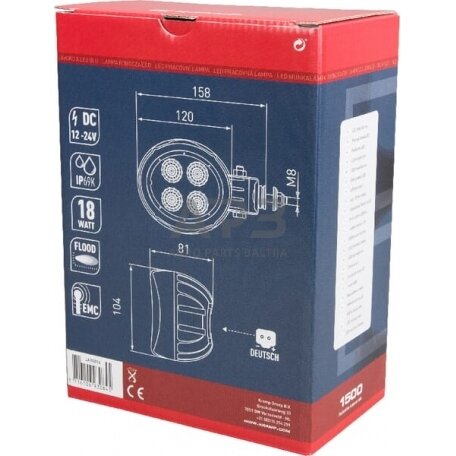 LED darbo žibintas apvalus 18W, 1500lm, 10/30V, Ø 117mm 4 LED LA10018 5 LED darbo žibintas apvalus 18W, 1500lm, 10/30V, Ø 117mm 4 LED LA10018 5