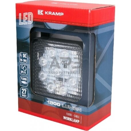 LED darbo žibintas kvadratinis 27W, 1800lm, 10-30V, 135x27.5x109mm, LA10051 3 LED darbo žibintas kvadratinis 27W, 1800lm, 10-30V, 135x27.5x109mm, LA10051 3