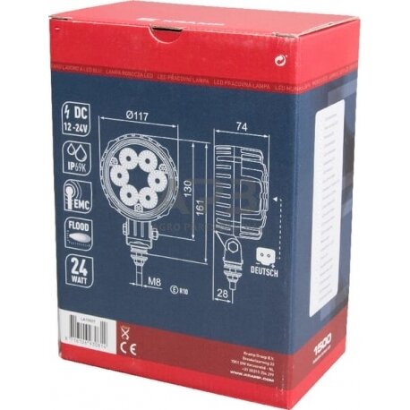 LED darbo žibintas apvalus 24W, 1500lm, 10/30V, Ø 117mm 6 LED LA10007 3 LED darbo žibintas apvalus 24W, 1500lm, 10/30V, Ø 117mm 6 LED LA10007 3