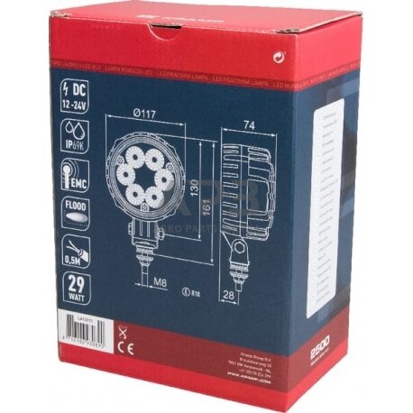 LED darbo žibintas apvalus 29W, 2500lm, 10/30V, Ø 117mm, 6 LED LA10013 4 LED darbo žibintas apvalus 29W, 2500lm, 10/30V, Ø 117mm, 6 LED LA10013 4
