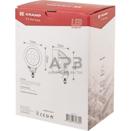 LED darbo žibintas apvalus 40W, 3800lm, 110x93x145mm, 4 LED LA10416 2