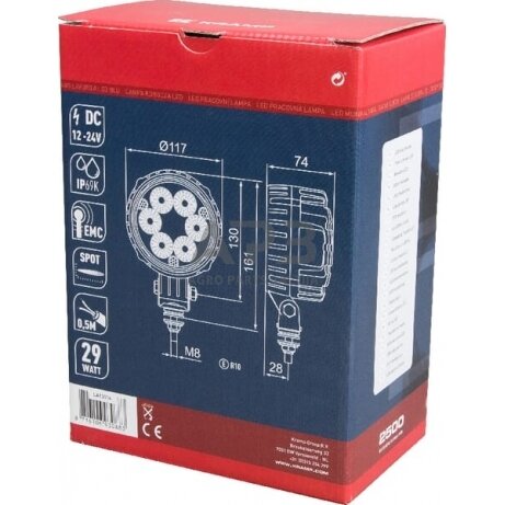 LED darbo žibintas apvalus 29W, 2500lm, 10/30V, Ø 117mm, 6 LED LA10014 4 LED darbo žibintas apvalus 29W, 2500lm, 10/30V, Ø 117mm, 6 LED LA10014 4