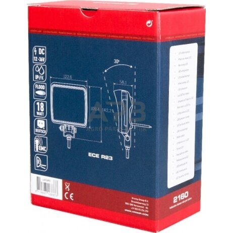 LED darbo žibintas kvadratinis 18W, 2160lm, 12/36V, 142x58.1x122mm LA10093 4 LED darbo žibintas kvadratinis 18W, 2160lm, 12/36V, 142x58.1x122mm LA10093 4