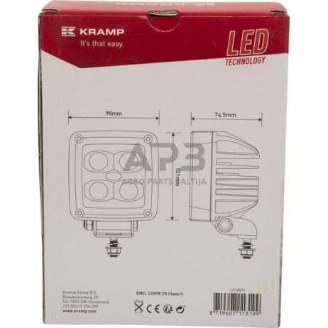 LED darbo žibintas kvadratinis 40W, 4500lm, 101x74.5x98mm 4 LED LA10091 1 LED darbo žibintas kvadratinis 40W, 4500lm, 101x74.5x98mm 4 LED LA10091 1